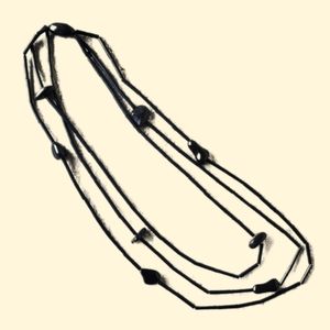 Fabulous & Dramatic MONIES Triple Strand 44" Ebony-Black Statement Necklace